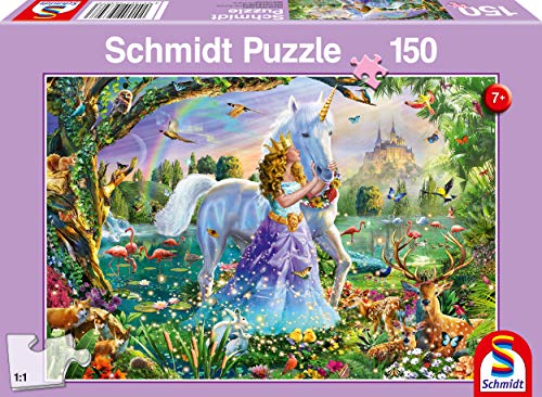 Schmidt Spiele- Unicorn Princesa con Unicornio y Castillo 150 Piezas Puzzle Infantil, Multicolor...